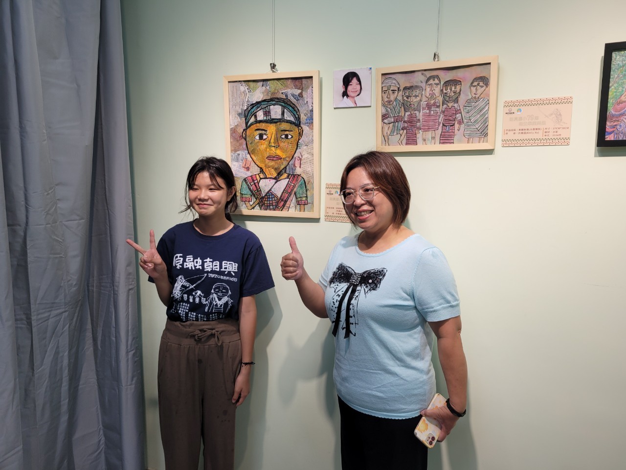 花壇國中凃明秀校長參觀三五藝廊03回展-社頭朝興國小師生美術展覽