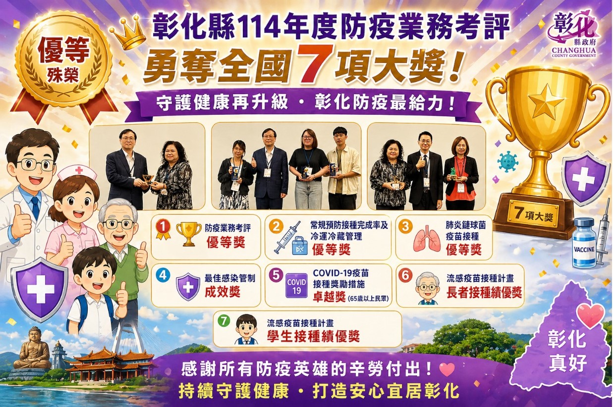 彰化縣榮獲114年度防疫業務考評7大項優等殊榮 展現卓越公衛實力與防疫韌性